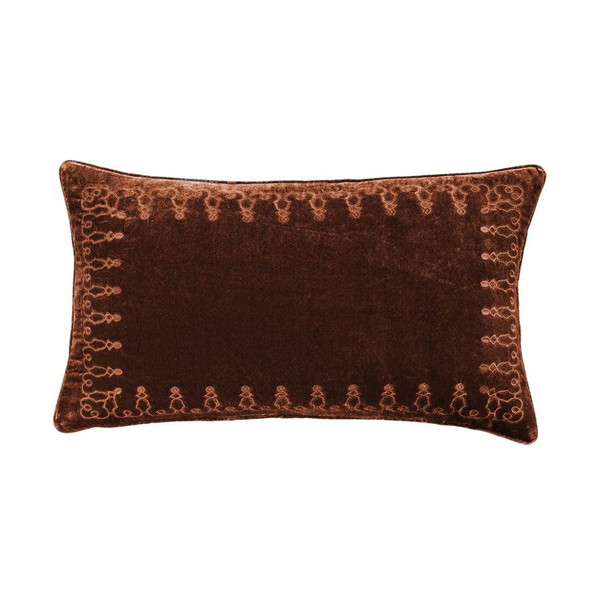 Stella Copper Brown Silk Velvet Lumbar Pillow - 840118807371