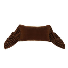 Stella Copper Brown Silk Velvet Long Ruffled Pillow - 840118806152