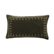 Stella Green Ochre Silk Velvet Lumbar Pillow - 840118807425