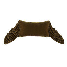 Stella Green Ochre Silk Velvet Long Ruffled Pillow - 840118806602