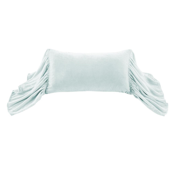 Stella Icy Blue Silk Velvet Long Ruffled Pillow - 840118808064