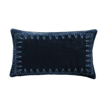 Stella Midnight Blue Silk Velvet Lumbar Pillow - 840118807395