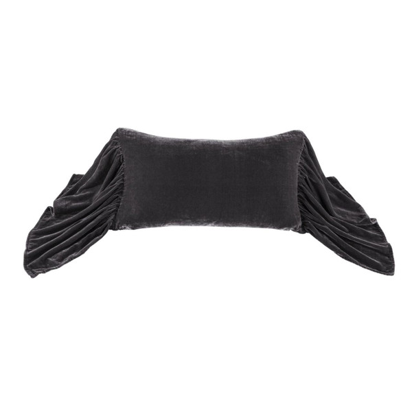 Stella Slate Silk Velvet Long Ruffled Pillow - 840118804837