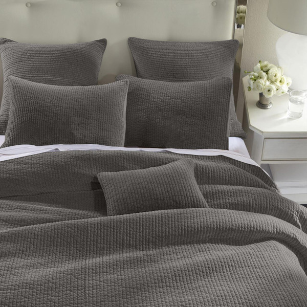 Stonewashed Cotton Grey Velvet Quilt Set - 840118801041