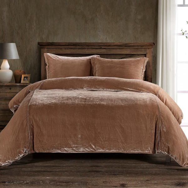 Stella Dusty Rose Silk Velvet Bedspread Set - 840118807838