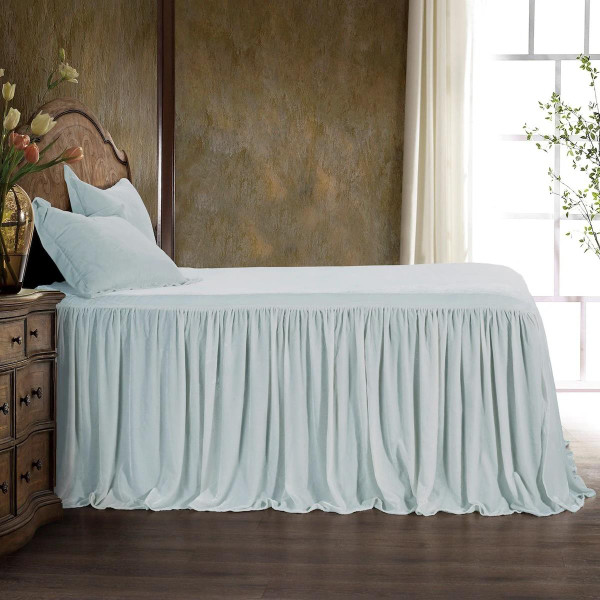 Stella Icy Blue Silk Velvet Bedspread Set - 840118808118