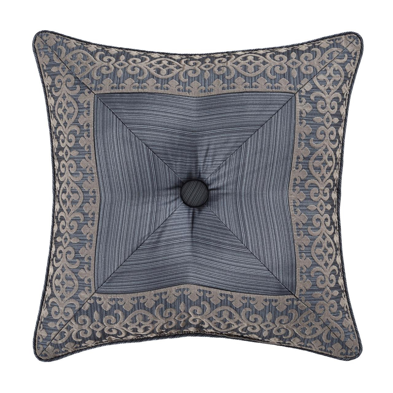 Leah Blue 18" Square Embellished Pillow - 193842126165