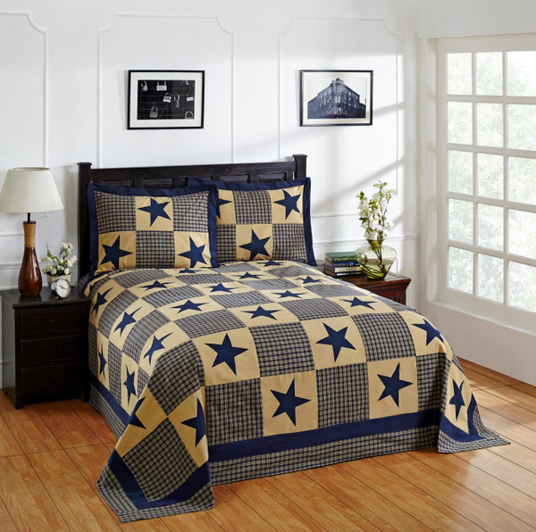 Star Blue Gold Bedspread - 840053068929