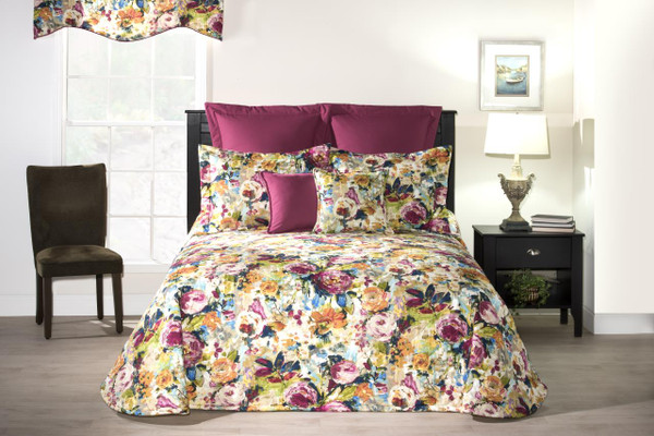Martella Watercolor Floral Bedspread - 013864133012