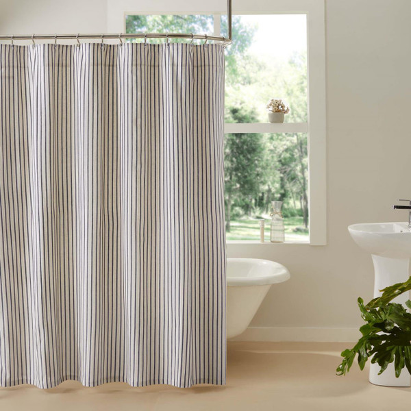 Kaila Floral Ticking Stripe Shower Curtain - 840233900919