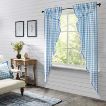 Annie Buffalo Blue Check Prairie Curtain Pair - 810055892648