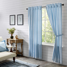 Annie Buffalo Blue Check Ruffled Curtain Pair - 810055892624