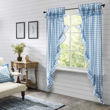 Annie Buffalo Blue Check Ruffled Prairie Curtain Pair - 810055892761