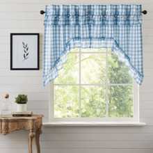 Annie Buffalo Blue Check Ruffled Swag Curtain Pair - 810055892792