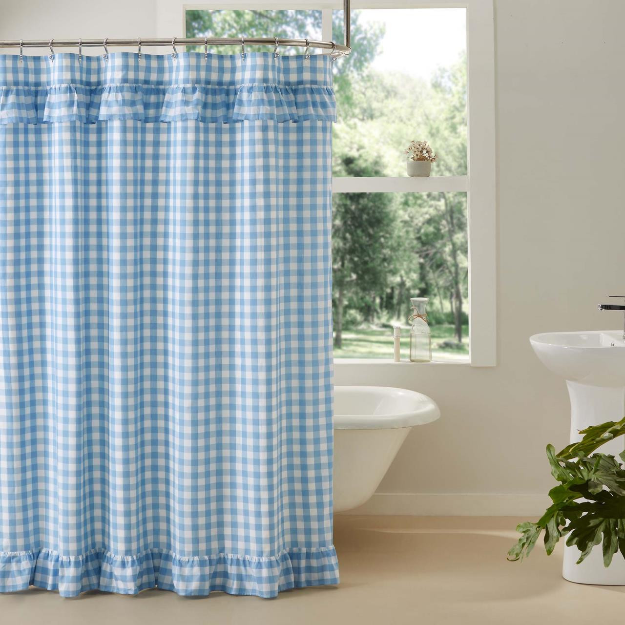 Annie Buffalo Blue Check Shower Curtain by April \u0026 Olive | Paul's Home  Fashions, image size:1280x1280