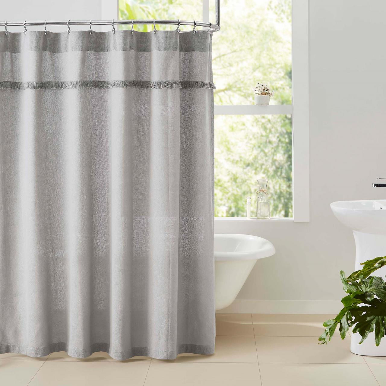 Burlap Dove Grey Shower Curtain - 810055893980