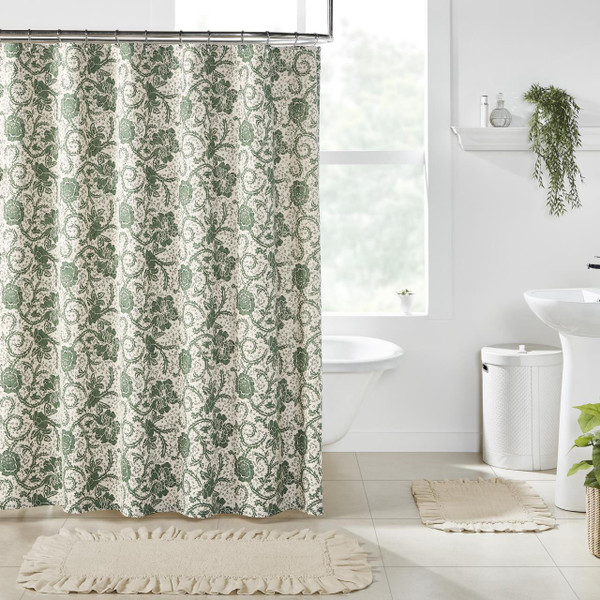 Dorset Green Floral Shower Curtain - 840233904917