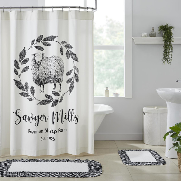 Sawyer Mill Black Shower Sheep Curtain - 840233900322