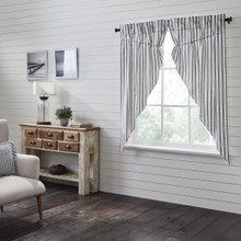 Sawyer Mill Black Ticking Stripe Prairie Short Curtain Pair - 840233900216