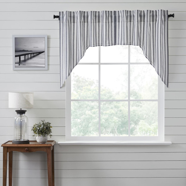 Sawyer Mill Black Ticking Stripe Swag Curtain Pair - 840233900230