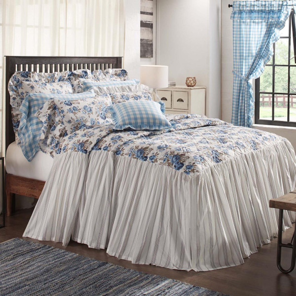 Annie Blue Floral Quilted Coverlet - 810055892891