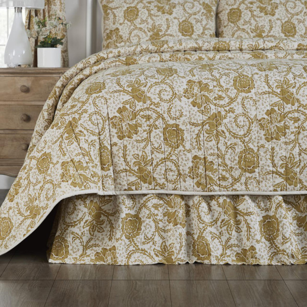 Dorset Gold Floral Bed Skirt - 840233904467