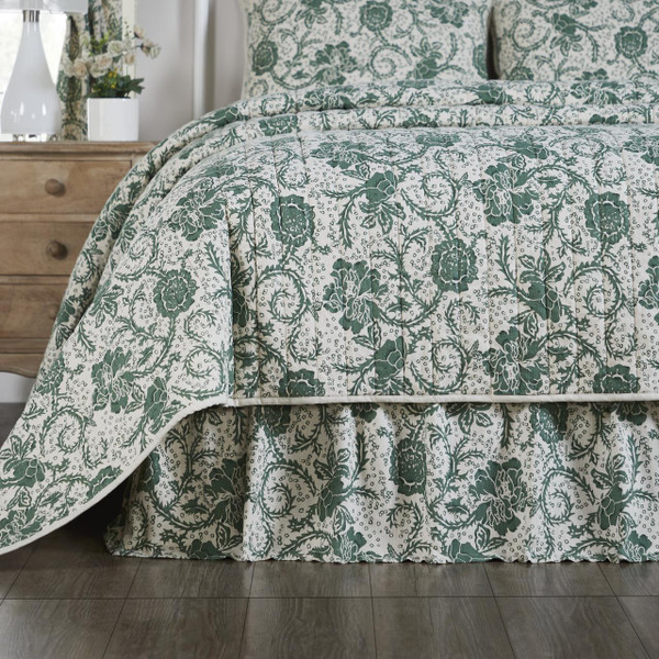 Dorset Green Floral Bed Skirt - 840233904719