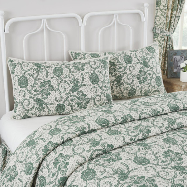 Dorset Green Floral Quilted Sham - 840233904757