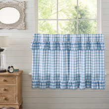 Annie Buffalo Blue Check Ruffled Tier Curtain Pair - 810055892815