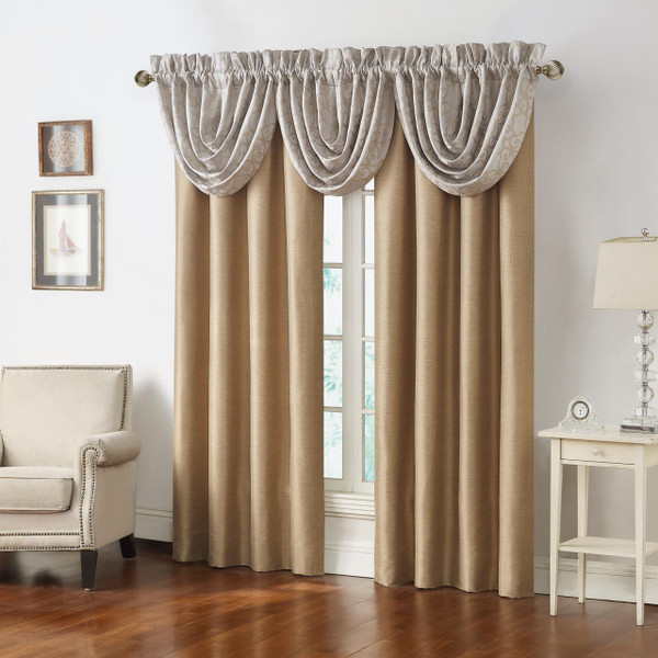Maritana Neutral Waterfall Valance Set by Waterford | Paul's Home Fashions