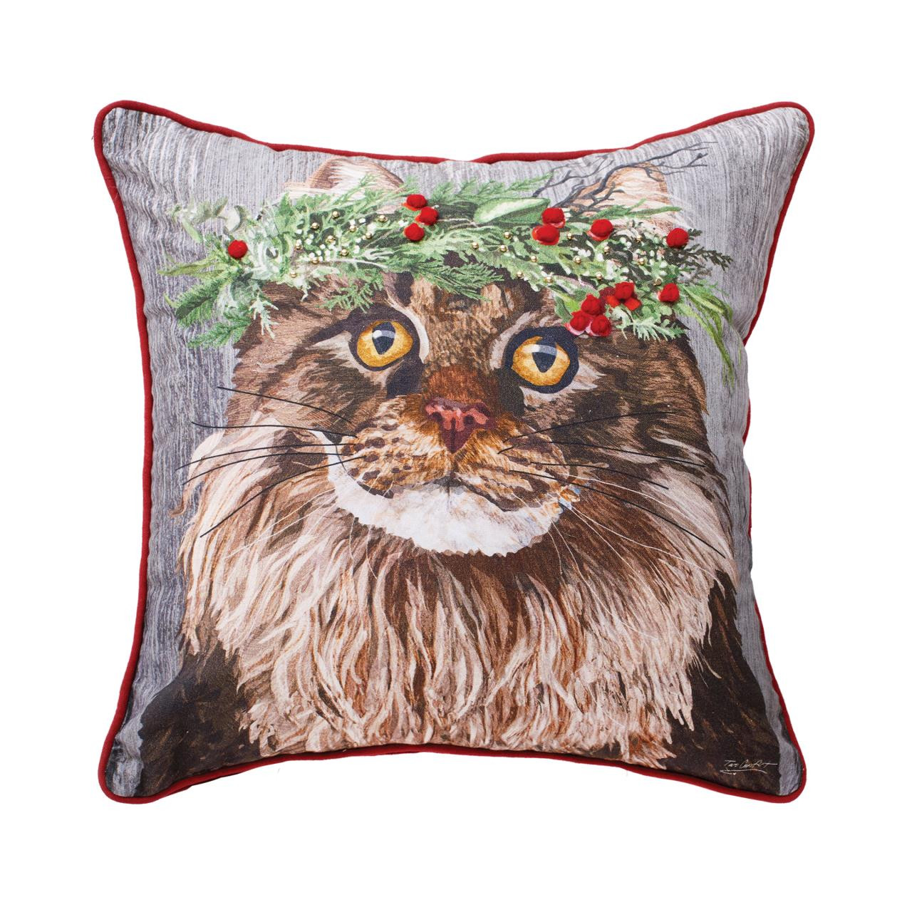 Cat Flower Crown Pillow - 008246317760