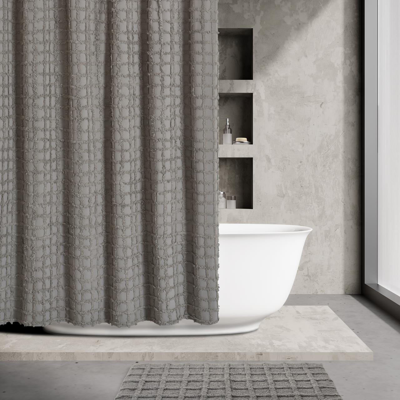 Cameron Grey Shower Curtain - 193842129791