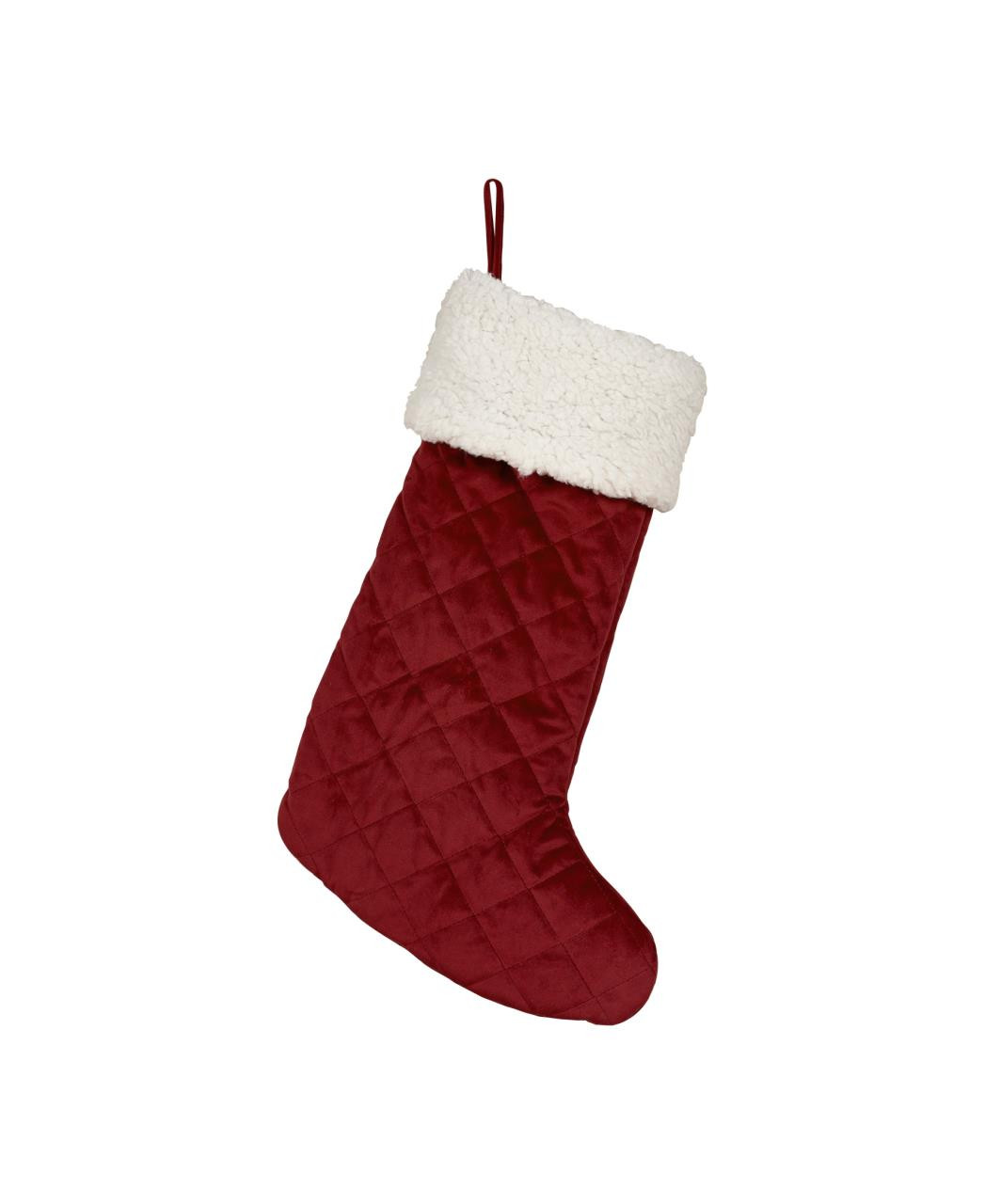 Casey Sherpa Crimson Christmas Stocking - 193842131855