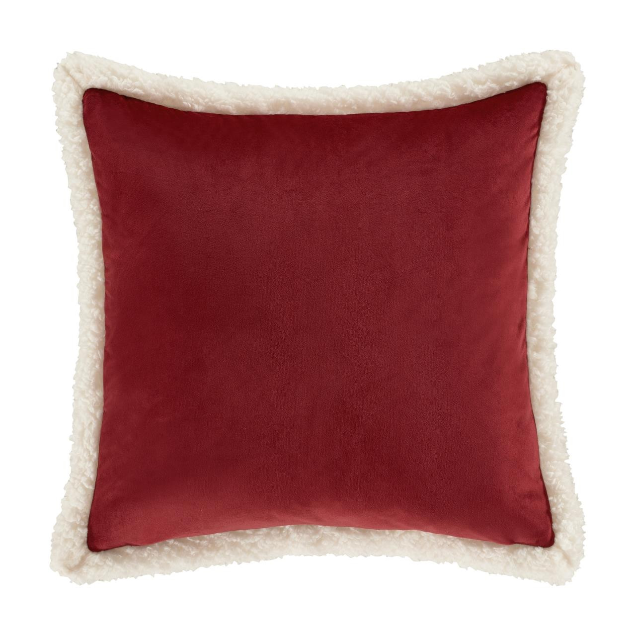 Casey Sherpa Crimson Quilted Square Pillow - 193842131749