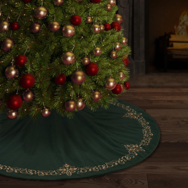 Noelle Evergreen Christmas Tree Skirt - 193842131572