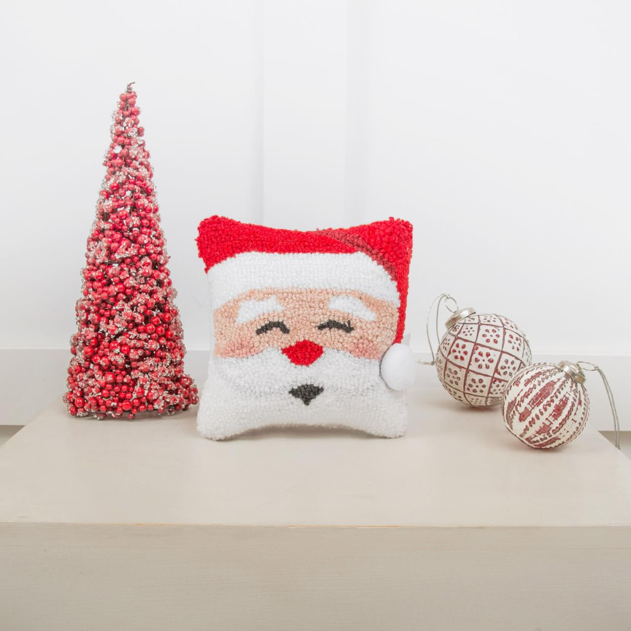 Happy Santa Hooked Pillow - 008246820512