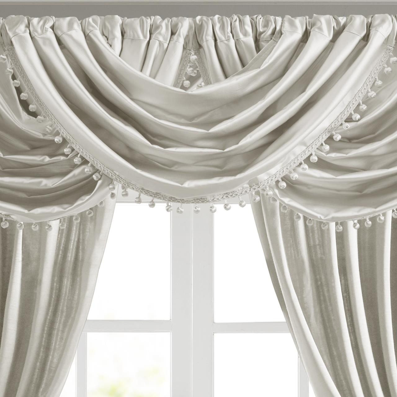 Avignon White Waterfall Valance by Croscill | Paul's Home Fashions