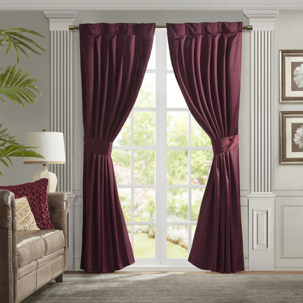 Avignon Burgundy Pleated Curtain - 221642189858