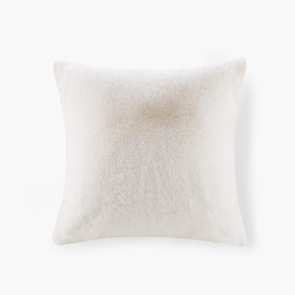 Sable Solid Ivory Faux Fur Square Pillow - 221642172850