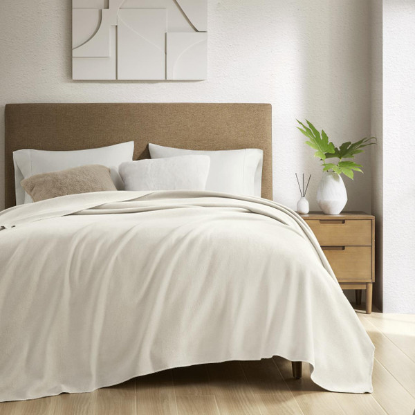 Andaz Ivory Solid Cotton Blanket - 221642172096