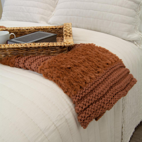 Plush Knit Rust Throw - 754069012046