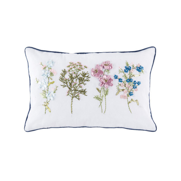 Delicate Floral Ribbon Pillow - 8246347880