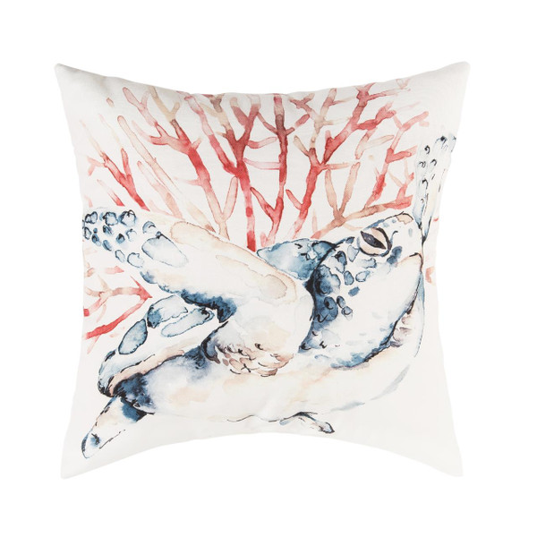 Blue and Coral Turtle Pillow - 8246323686