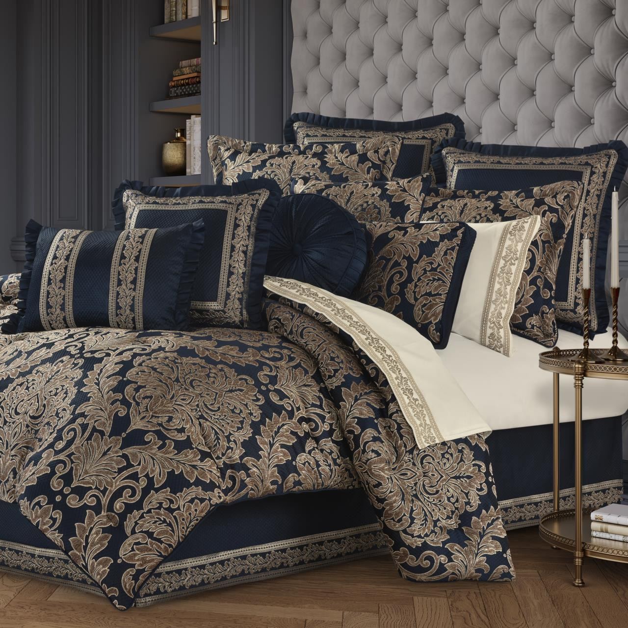 Monte Carlo Navy Comforter Set by J Queen New York Paul's Home Fashions