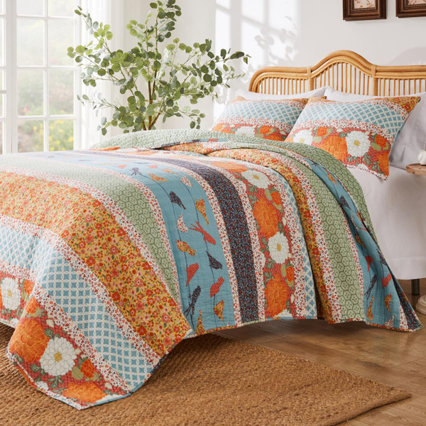Carlie Calico Stripe Quilt Collection -