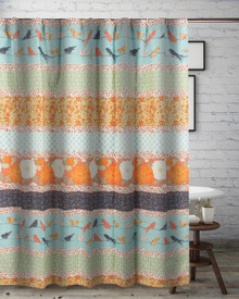 Carlie Calico Stripe Shower Curtain - 636047440372