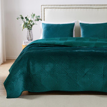 Riviera Velvet Teal Quilt Collection -