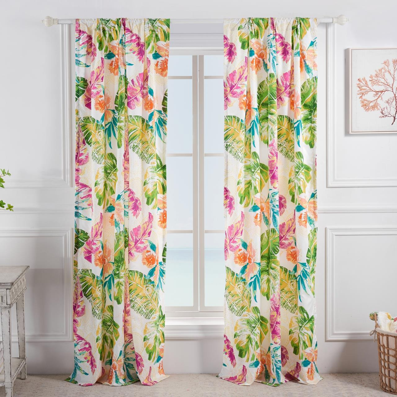 Tropics Coral Curtain Pair by Greenland Home Fashions | Paul's Home Fashions