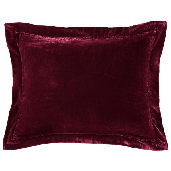 Stella Faux Silk Velvet Garnet Red Flanged Dutch Euro Pillow - 840118817615