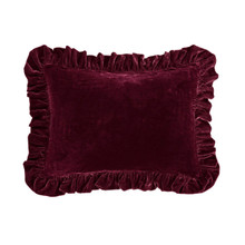 Stella Faux Silk Velvet Garnet Red Ruffled Oblong Pillow - 840118817677